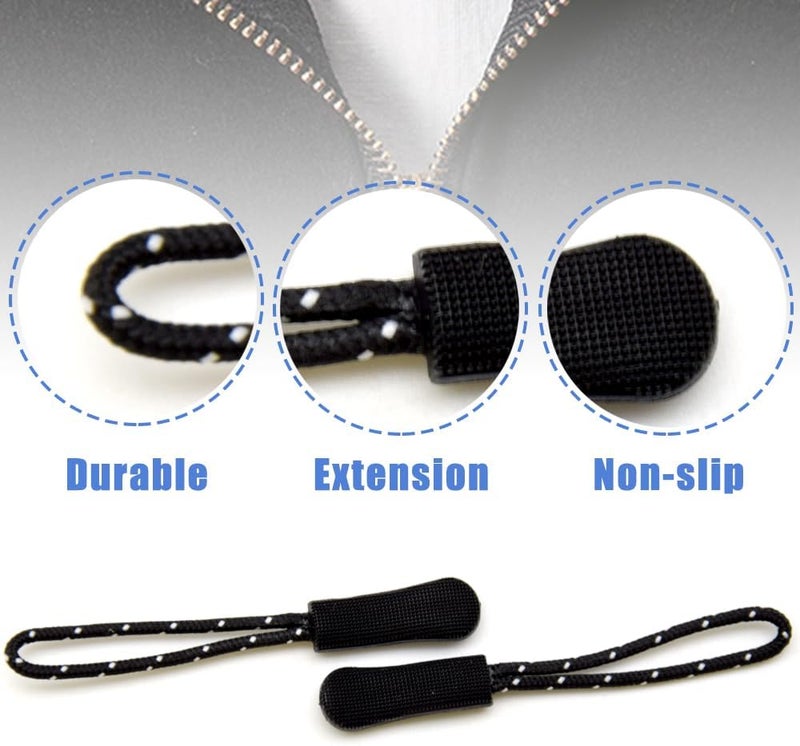 Ruidee 50 Pieces Zipper Pulls Zipper Tabs Zipper Pull Cord Extender Replacement Zipper Pulls for Backpacks, Jackets, Luggage, Purses, Handbags（Black White Dot） - Image 3
